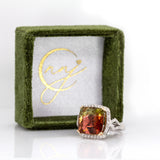 Noelle 14K White and Yellow Gold Bi-Color Tourmaline Diamond Ring | Cushion 13mm