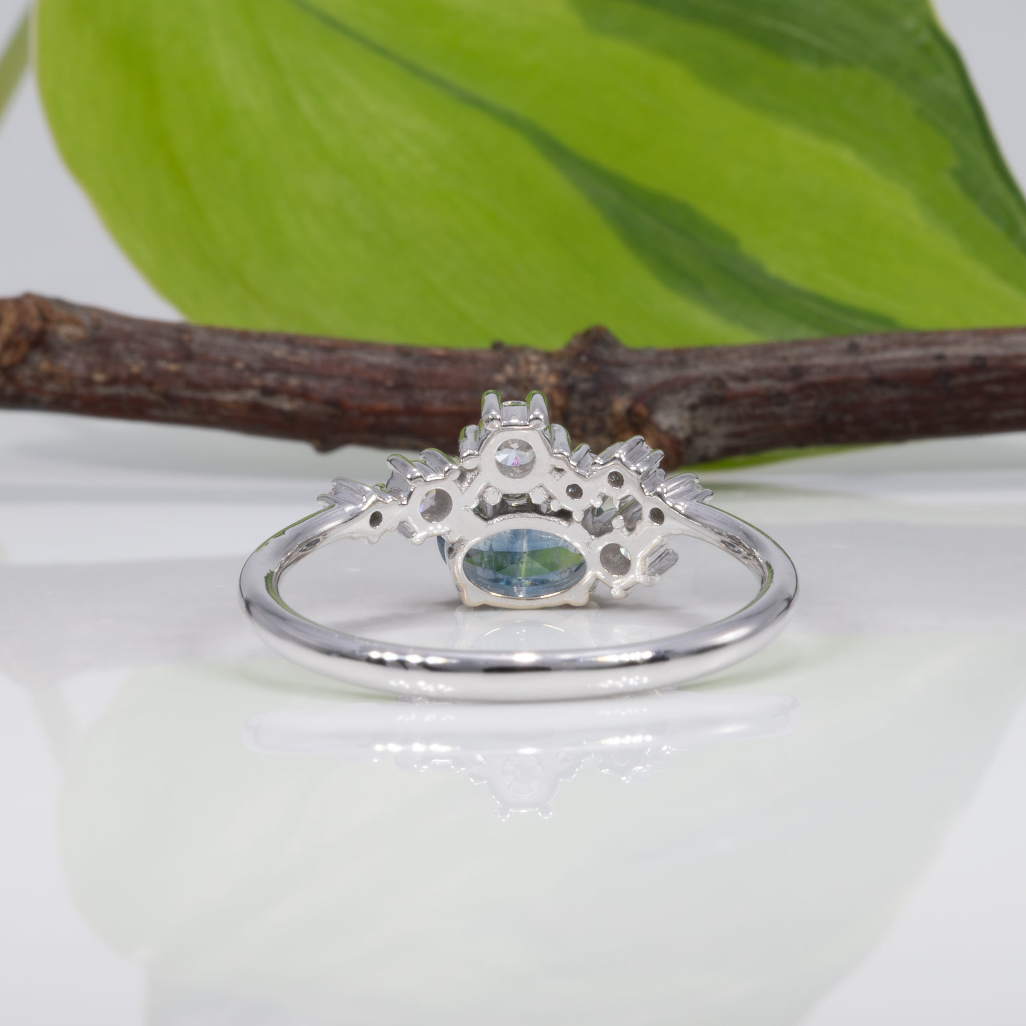 14K white gold montana sapphire ring