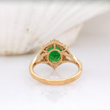 Prissy 14K Yellow Gold Tsavorite and Diamond Ring | OV 9x7mm