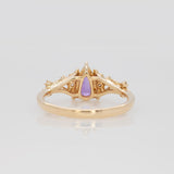 Aroha Solid 14K Gold Purple Sapphire Ring with Earth Mined Diamonds Accents, 8x4.5mm