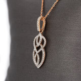 Estate 14K Solid Rose Gold Natural Diamond Accents Pendant | 26.5x8mm