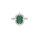 Trisha 14K White Gold Zambian Emerald Diamond Ring | EM 8x6mm