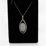 Ivanka Solid 14K Gold Ethiopian Opal & Natural Diamond Accent Pendant, 16x9.5mm