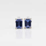 14K yellow gold tanzanite emerald cut stud earrings