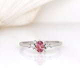 Arumi 14K White Gold Padparadscha Sapphire and Diamond Ring | OV 5x4mm