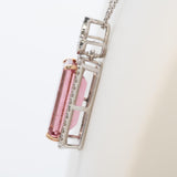 4.4Ct Natural Pink Tourmaline Pendant with Earth Mined Diamond Accents: Solid 14K Gold - Elegant Designer Gemstone Pendant, Fine Jewelry