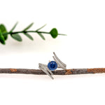 Sarah 14K White Gold 2cts Ceylon Sapphire Diamond Ring | Round 7mm