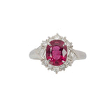 Robin Solid 14K Gold 1.5ct Rubellite Garnet Ring with Natural Diamond Accent, 8.4x7mm