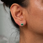 14K yellow gold colombian emerald earrings