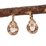 Noor 14K Rose Gold AAA Rainbow Moonstone and Alexandrite Earrings | Pear Shape 9.7x6.5mm