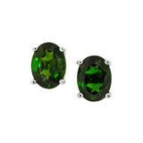 Alvira 14K Solid Gold Chrome Diopside Solitaire Studs | OV 8x6mm