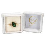 Daphne Solid 14K Gold 2.5cts Black Opal Ring with Lab Diamond Accent, Pear 14x9mm