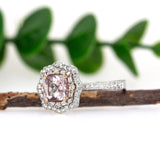 Sitara 14K White and Rose Gold Cor de Rosa Morganite Diamond Ring | Cushion Shape 6mm