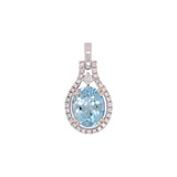 Zanai 3.5Ct Aquamarine Pendant with Earth Mined Diamond: Solid 14K Gold, Oval 11x9mm