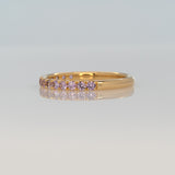 Purple Sapphire Band in Solid 14K Gold - Minimalist Round Sapphire Fine Jewelry Stackable Ring