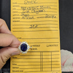 14K yellow gold GIA Ceylon sapphire cushion ring with diamond halo
