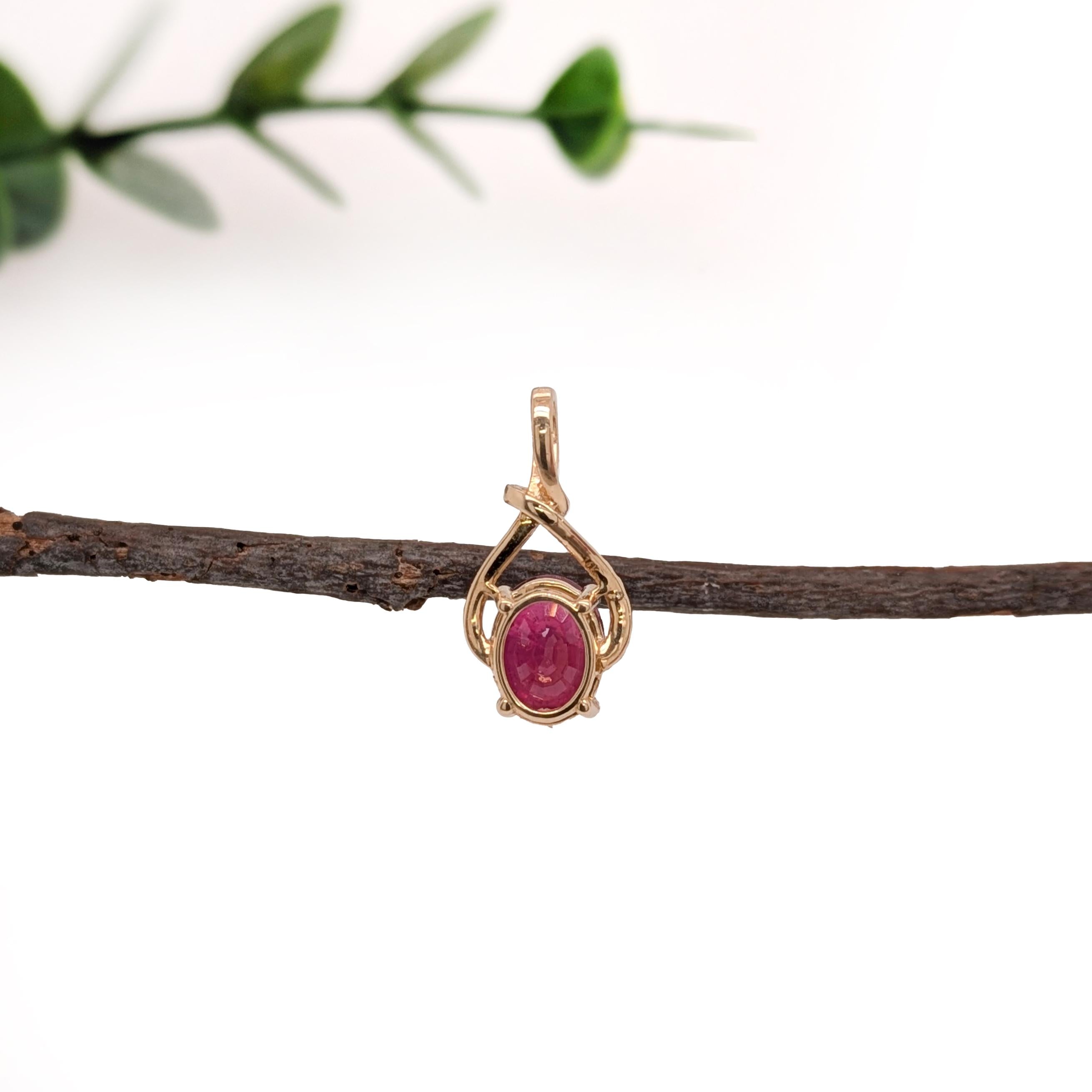 Rhyah 14K Yellow Gold 1.95cts Ruby Diamond Pendant | Oval 9x7