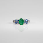 14K White Gold Zambian Emerald Ring