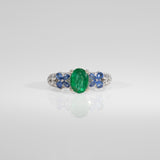 14K White Gold Zambian Emerald Ring