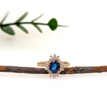 Nazriya 14K Yellow Gold 1.36cts Ceylon Sapphire Diamond Ring | Oval 8x6mm