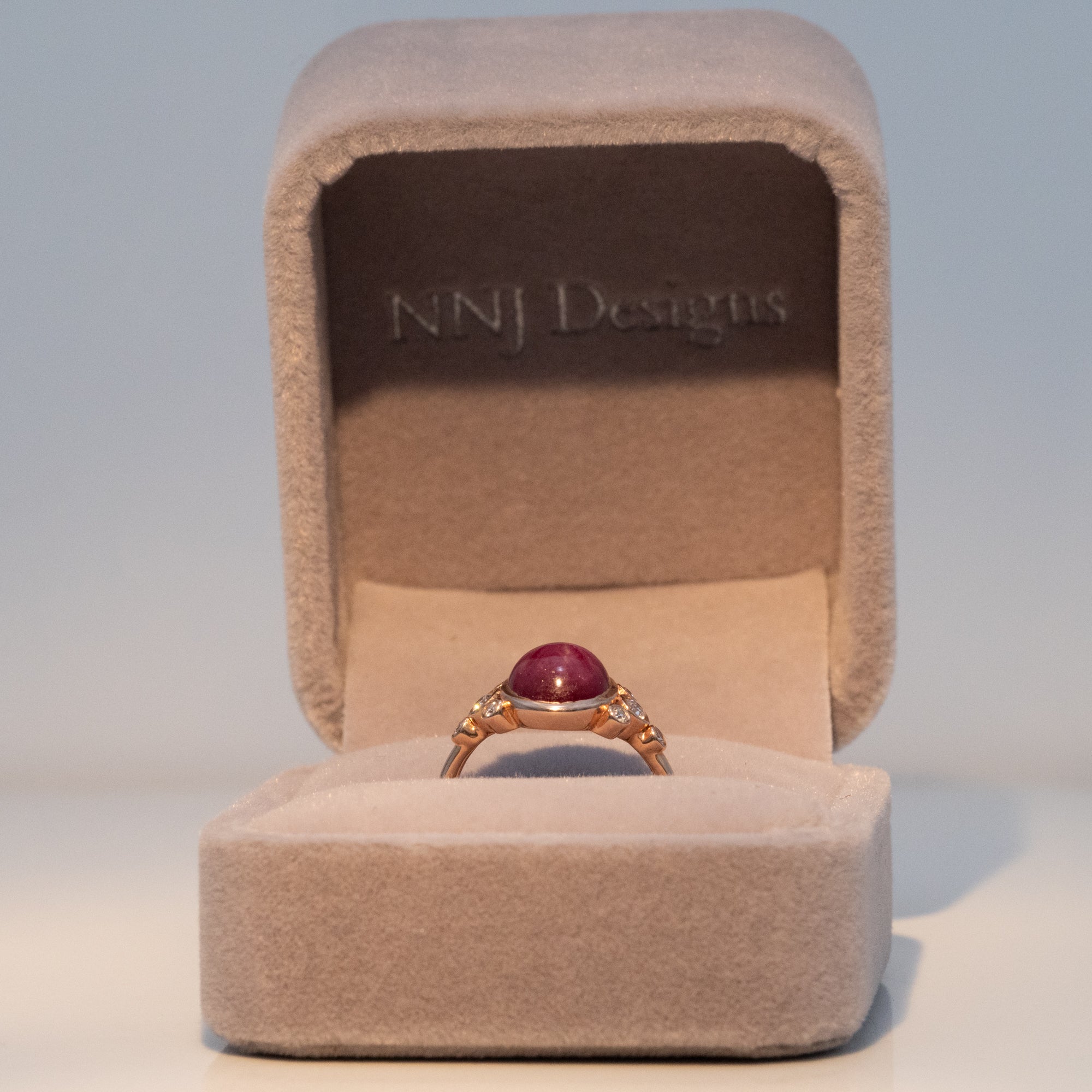 14K rose gold star ruby ring