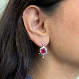 Rini 14K White Gold Madagascar Ruby Diamond Earrings | Round 8mm