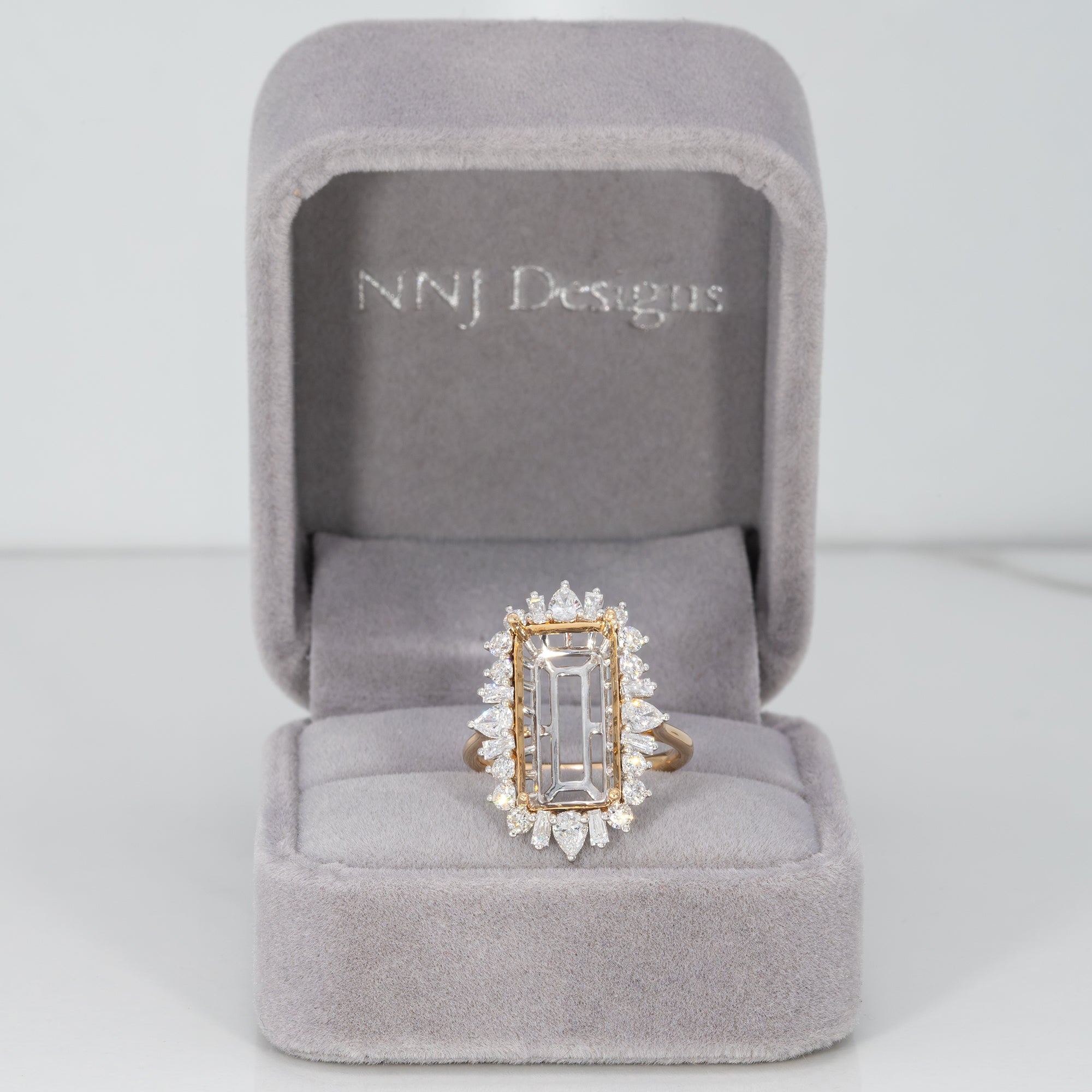 14K two-tone gold lab diamond semi-mount ring setting