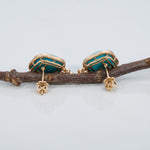 14K yellow gold sleeping beauty turquoise earrings