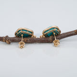 14K yellow gold sleeping beauty turquoise earrings