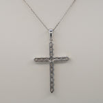 14K white gold lab grown diamond pendant with diamond accents