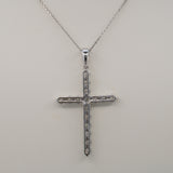 14K white gold lab grown diamond pendant with diamond accents