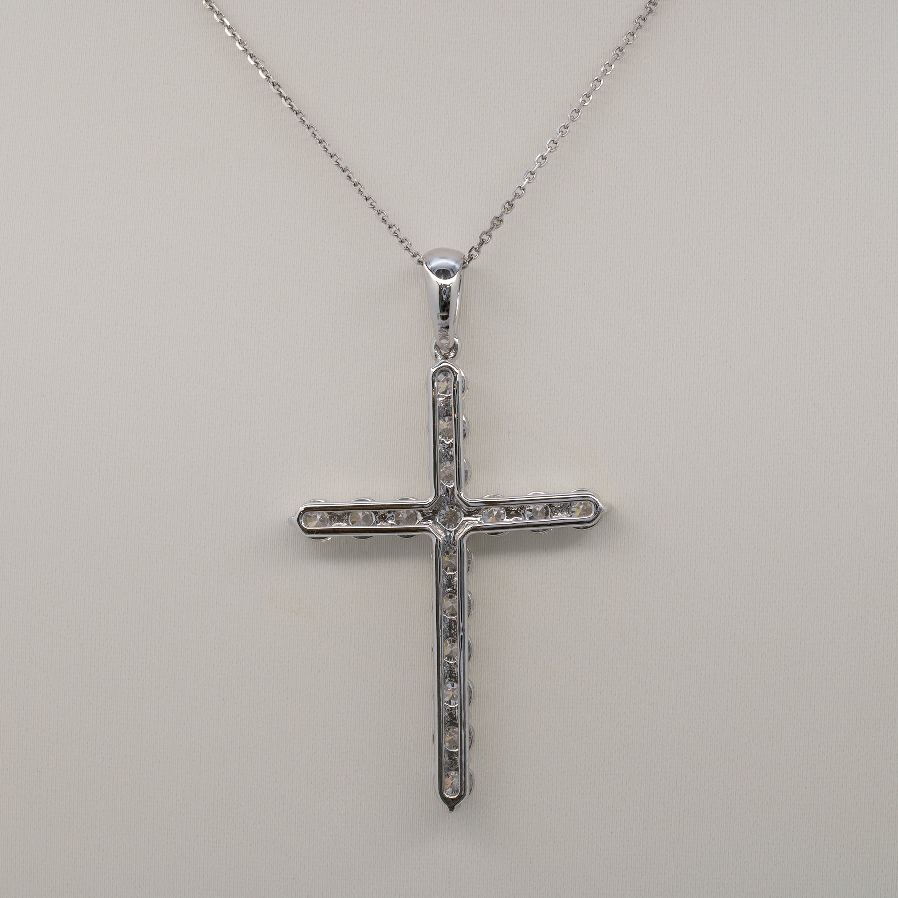 14K white gold lab grown diamond pendant with diamond accents