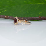 14K yellow gold red spinel ring with diamond accents