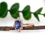 Tina 14K Rose Gold Tanzanite Diamond Ring | EM 8x6mm