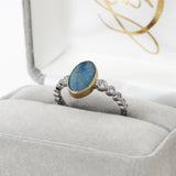 Jigisha 14K White and Yellow Gold Boulder Opal Diamond Accents Ring | 11x7mm