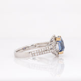 Genevieve 14K Solid Gold Cornflower Blue Sapphire and Natural Diamonds Ring | CU 8x7mm