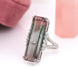 Love 14k White Gold Bi-Color Tourmaline  and Diamond Ring| EM 29.7x10mm