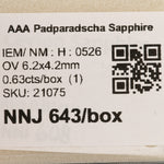 0.63 carat natural Ceylon padparadscha sapphire oval 6.2x4.2mm loose gemstone – view 2
