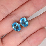 Swiss Topaz Oval Solitaire Solitaire Stud Earrings | 6x4mm 7x5mm 8x6mm