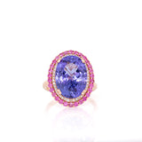 Nola 14k Dual Gold Tanzanite Ring with Natural Diamonds and Pink Sapphire Accents | 11x8mm