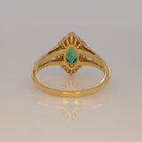 Colombian Emerald Ring with Earth Mined Diamond Accents in Solid 14K Gold – Marquise 7.5x8mm Green Emerald Fine Jewelry Ring