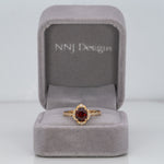 14K yellow gold red spinel ring with diamond accents