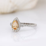 Neptune 14K White Gold Imperial Topaz and Diamond Ring | Pear Shape 7x5mm