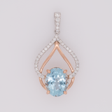 14K white & rose gold aquamarine pendant