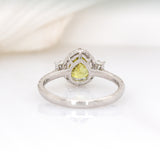 Alyssa 14K White Gold Sphene and Diamond Ring | Pear 7x6mm