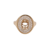 Statement Ring Semi-Mount with Earth-Mined Diamonds in 14K Gold, for Oval Center Stone, Customizable Elegant Jewelry for Women