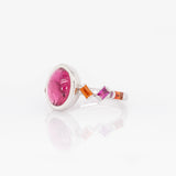 Arlina Solid 14k White Gold Ruby Ring with Sapphire Accents, Oval 10x8mm #nnjdesigns