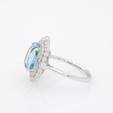 3.1Ct Aquamarine Ring with Natural Diamonds Accents: Solid 14K Gold, Oval 11x9mm
