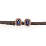 hina 14k rose gold 0.88cts tanzanite diamond stud earrings | emerald cut - 6x4mm