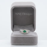 Aneet Solid 14K Gold Zambian Emerald Ring with Natural Diamond Accents: Oval 6x4mm Green Gemstone Fine Jewelry Gift for Her